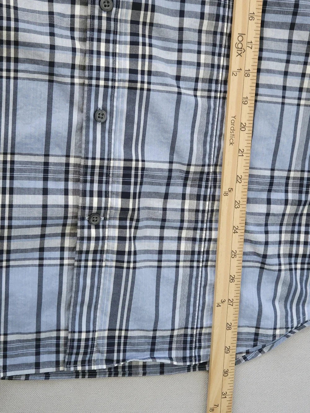 Banana Republic Men's Blue Plaid Stretch Cotton Button Down Shirt Large Old Mone